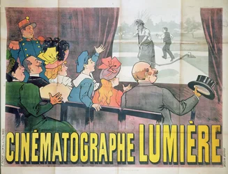 "The Waterer Watered", cartaz publicitário Cinematographe Lumiere, 1896